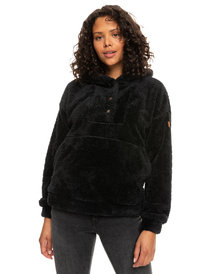4 Surf Spray Hooded Pullover Fleece Black ERJFT04639 Roxy