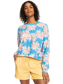 roxy, Off To The Beach - Sweatshirt for Women, AZURE BLUE PALM ISLAND (bjt6) Off To The Beach - Sweatshirt for Women ERJFT04679