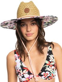 6 Womens Pina To My Colada Straw Sun Hat Black ERJHA04227 Roxy