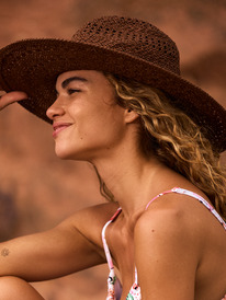 3 Womens Sun On The Beach Straw Sun Hat Brown ERJHA04249 Roxy