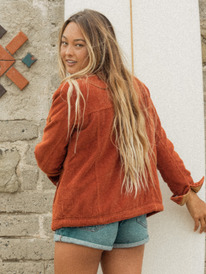 roxy, On The Block Veste en velours côtelé pour Femme, BAKED CLAY (cns0) On The Block - Corduroy Jacket for Women ERJJK03509