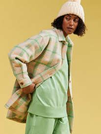 5 Womens Check It Out Oversized Overshirt Green ERJJK03527 Roxy