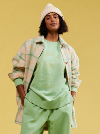 1 Womens Check It Out Oversized Overshirt Green ERJJK03527 Roxy