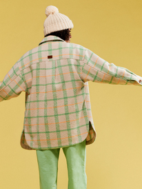 2 Womens Check It Out Oversized Overshirt Green ERJJK03527 Roxy