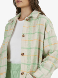13 Womens Check It Out Oversized Overshirt Green ERJJK03527 Roxy