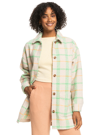 6 Womens Check It Out Oversized Overshirt Green ERJJK03527 Roxy