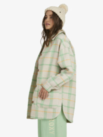 12 Womens Check It Out Oversized Overshirt Green ERJJK03527 Roxy