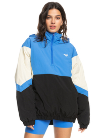 1 Kelia Throw-Back Oversized Half-Zip Pullover Jacket Black ERJJK03559 Roxy