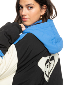 6 Kelia Throw-Back Oversized Half-Zip Pullover Jacket Black ERJJK03559 Roxy