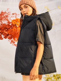 4 Bright Side - Giacca Puffer Longline con Cappuccio da Donna Black ERJJK03566 Roxy