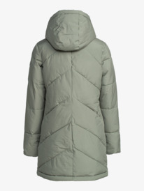 9 Better Weather - Longline Hooded Puffer Jacket for Women Green ERJJK03567 Roxy