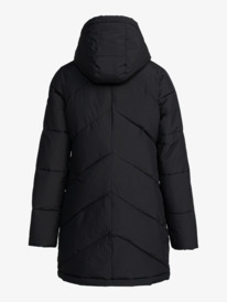 7 Womens Better Weather Longline Hooded Puffer Jacket Black ERJJK03567 Roxy