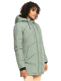 2 Better Weather - Longline Hooded Puffer Jacket for Women Green ERJJK03567 Roxy