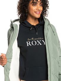3 Better Weather - Longline Hooded Puffer Jacket for Women Green ERJJK03567 Roxy