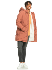 4 Better Weather - Doudoune à capuche longue pour Femme Rose ERJJK03567 Roxy