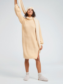 7 Silver Tones 2022 - Long Sleeved Knit Dress for Women Beige ERJKD03403 Roxy