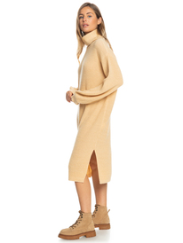 9 Silver Tones 2022 - Long Sleeved Knit Dress for Women Beige ERJKD03403 Roxy