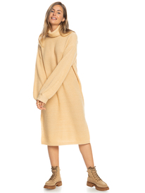 11 Silver Tones 2022 - Long Sleeved Knit Dress for Women Beige ERJKD03403 Roxy