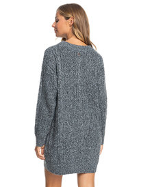 4 Pastel Life Long Sleeve Midi Sweater Dress Black ERJKD03408 Roxy