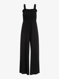 5 Womens Just Passing By Smocked Jersey Jumpsuit Black ERJKO03001 Roxy