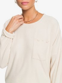 2 Cozy Day Long Sleeve Rib Knit Top Beige ERJKT03795 Roxy