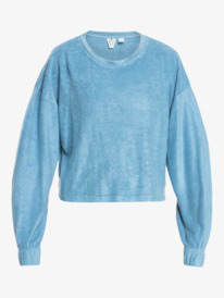 8 Womens Loungin Around Fleece Long Sleeve Top Blue ERJKT03937 Roxy