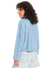 7 Womens Loungin Around Fleece Long Sleeve Top Blue ERJKT03937 Roxy
