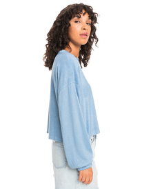 3 Womens Loungin Around Fleece Long Sleeve Top Blue ERJKT03937 Roxy