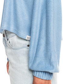 5 Womens Loungin Around Fleece Long Sleeve Top Blue ERJKT03937 Roxy