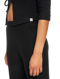 3 Looking Good Tie-Front Thermal Cardigan Black ERJKT03952 Roxy