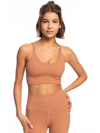 roxy, Heart Into It Elongated - Sports Bra for Women, MOCHA MOUSSE (clr0) Heart Into It Elongated - Sports Bra for Women ERJKT03976