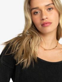 2 Boho Mind - Gewafelde Top met Lange mouw voor Dames Black ERJKT04063 Roxy