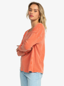 1 Boho Mind - Gewafelde Top met Lange mouw voor Dames Orange ERJKT04063 Roxy