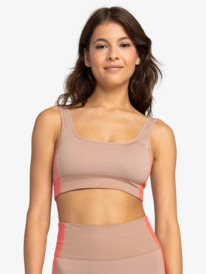 11 Womens Chill Out Seamless Medium Impact Sports Bra Brown ERJKT04075 Roxy