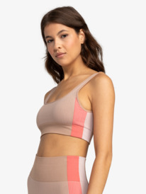12 Womens Chill Out Seamless Medium Impact Sports Bra Brown ERJKT04075 Roxy