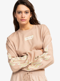 5 Kelia Cropped Oversized Long Sleeve T-Shirt Brown ERJKT04131 Roxy