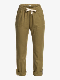 5 On The Seashore - Pantalon cargo en lin pour Femme Vert ERJNP03294 Roxy