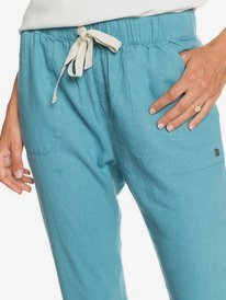 4 On The Seashore - Pantalon cargo en lin pour Femme Bleu ERJNP03294 Roxy