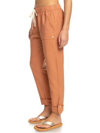 1 On The Seashore - Pantalon cargo en lin pour Femme Marron ERJNP03294 Roxy