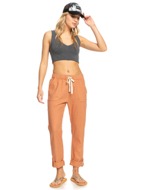 3 On The Seashore - Pantalon cargo en lin pour Femme Marron ERJNP03294 Roxy