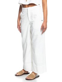 4 Womens Long Time Hope Wide Leg Pants White ERJNP03411 Roxy