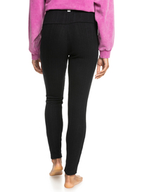 4 Lazy Day - Super Soft Rib Knit Leggings for Women Black ERJNP03447 Roxy