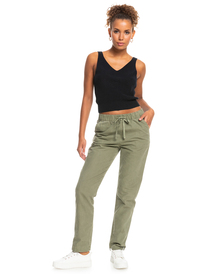 4 Slow Swell Canvas 2022 - Pantalon en toile Relaxed pour Femme Beige ERJNP03467 Roxy