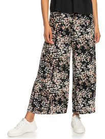 3 Side By Side Printed High-Waisted Pull-On Pants Black ERJNP03478 Roxy