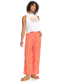 3 Womens Midnight New Avenue Wide Leg Trousers Orange ERJNP03536 Roxy