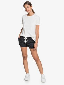 6 New Impossible Love Elastic Waist Shorts Black ERJNS03266 Roxy