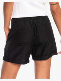 roxy, Another Kiss - Calções de linho para Mulher, ANTHRACITE (kvj0) Another Kiss - Linen Shorts for Women ERJNS03310