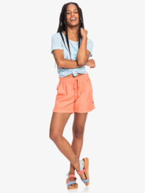 3 Another Kiss - Leinen Shorts für Frauen Rosa ERJNS03310 Roxy