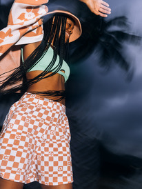 1 Over The Sun Check Lightweight Shorts White ERJNS03448 Roxy