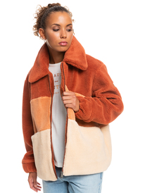 5 Can You Guess - Sherpa-Fleece mit Reißverschluss für Frauen Braun ERJPF03101 Roxy